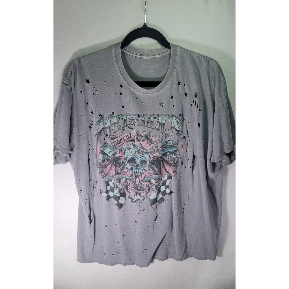 Metallica Nor Cal T Shirt XL Mens Purple Distressed Rock Band Metal Graphic Tee